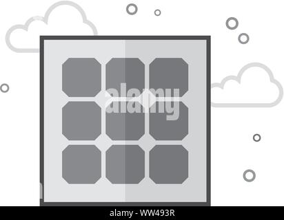 L'icône du panneau de cellules solaires en télévision décrites. style gris Vector illustration. Illustration de Vecteur
