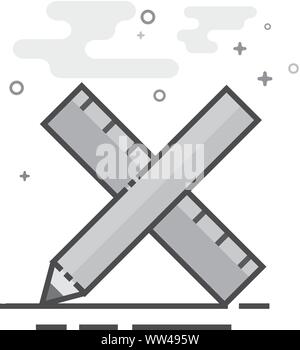 L'icône de crayon et règle en télévision a décrit le style de gris. Vector illustration. Illustration de Vecteur