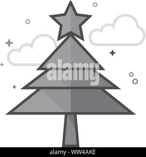L'icône de l'arbre de Noël dans l'appartement de style gris décrit. Vector illustration. Illustration de Vecteur
