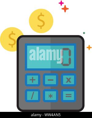 Dans l'icône Calculatrice décrites couleur plate style. Vector illustration. Illustration de Vecteur