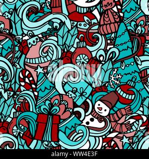 De couleur transparente Noël hand drawn doodle style. Parfait pour du papier d'emballage, papier peint, tissu imprimer Illustration de Vecteur