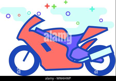 Dans l'icône moto décrites couleur plate style. Vector illustration. Illustration de Vecteur