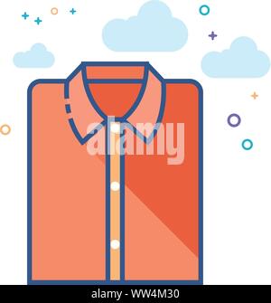 Dans l'icône de chemise pliée décrits couleur plate style. Vector illustration. Illustration de Vecteur