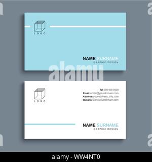 Carte d'affaires minimal de conception de modèle d'impression. Couleur bleu pastel et de mise en page simple et propre. Illustration de Vecteur