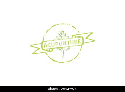 Leaf Label Acupuncture, dessins de logos, Vector Illustration Illustration de Vecteur