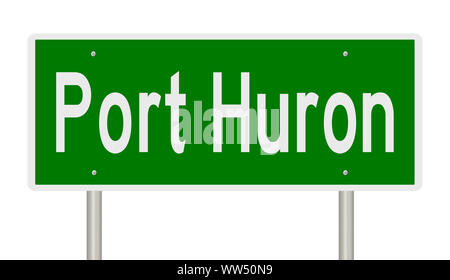 Rendu d'un panneau vert pour Port Huron au Michigan Banque D'Images