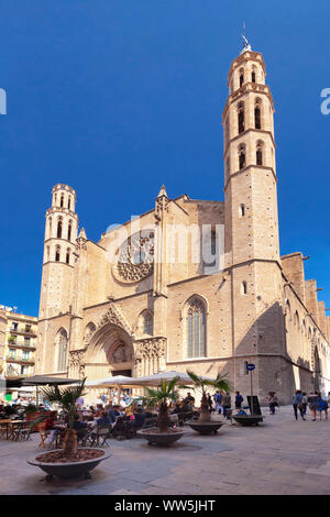 Église Santa Maria del Mar, le quartier gothique, El Born, La Ribera, Barcelone, Catalogne, Espagne Banque D'Images