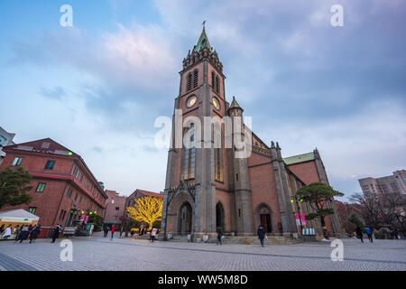 Cathédrale Myeongdong dans la ville de Séoul, Corée du Sud. Banque D'Images