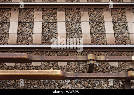 La vue de dessus sur une plate-forme du système ferroviaire, de l'Autriche Banque D'Images