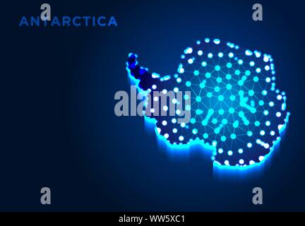 L'antarctique Continent en bleu Silhouette, Abstract conçoit, à partir de la poly bas ligne et dot wireframe, Vector Illustration Illustration de Vecteur