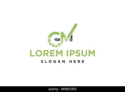 Lettre G M Logo vert Inspiration isolé sur fond blanc Illustration de Vecteur