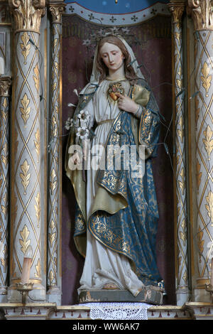 Coeur Immaculé de Marie, statue sur l'autel de l'église du Saint Maximilien dans - Bregi, Croatie Banque D'Images