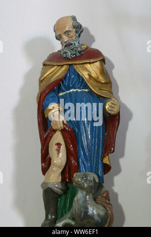 Saint Roch, statue sur l'autel principal dans l'Église de Tous les Saints dans l'Bedenica, Croatie Banque D'Images