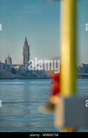 Skyline d'Anvers vu de la rive gauche. Banque D'Images