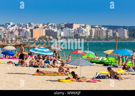 Platja de Palma, Majorque, Mer Méditerranée, Iles Baléares, Espagne, le sud de l'Europe Banque D'Images