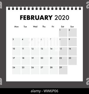 Un calendrier 2020 avec bind fil Illustration de Vecteur