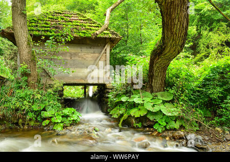 Ancien moulin sur la rive de source de montagne, d'attente pour l'engagement Banque D'Images