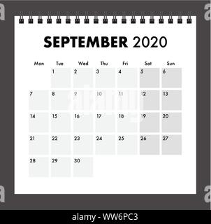 Un calendrier 2020 avec bind fil Illustration de Vecteur