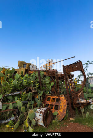 Char militaire cimetière, région centrale, Asmara, Erythrée Banque D'Images