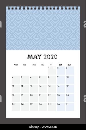 Un calendrier 2020 avec bind fil Illustration de Vecteur