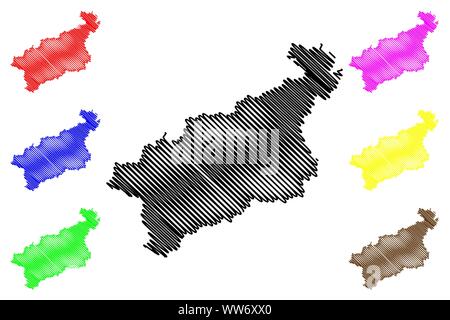 Usti nad Labem Région (terres de Bohème, Tchéquie, Régions de la République tchèque) map vector illustration, croquis gribouillis d'Ústí nad Labem (région de Ustecky Illustration de Vecteur