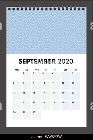 Un calendrier 2020 avec bind fil Illustration de Vecteur