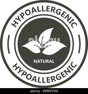 Avec l'étiquette du produit hypoallergénique - testé hypoallergénique naturel feuille stamp Illustration de Vecteur