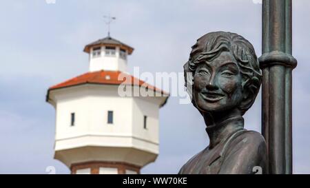 Ancien château d'eau et de Lale Andersen, Mémorial de l'île de Langeoog, îles de la Frise orientale, Basse-Saxe, Allemagne Banque D'Images