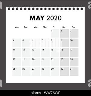 Un calendrier 2020 avec bind fil Illustration de Vecteur