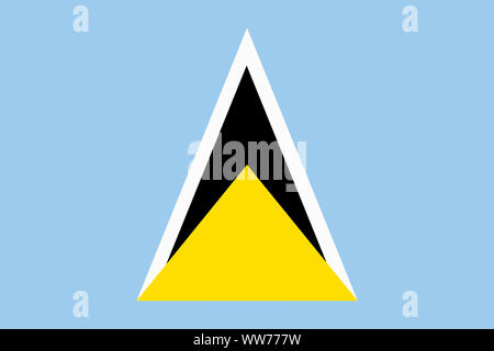 Un Saint Lucia background illustration du pavillon bleu jaune blanc noir triangles Banque D'Images