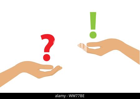 Question et réponse concept de changement avec des mains d'EPS10 vector illustration Illustration de Vecteur