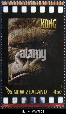 Visage de King Kong sur timbre-poste de Nouvelle-Zélande Banque D'Images