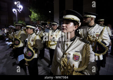 Madrid, Madrid, Espagne. Sep 12, 2019. Les membres de la bande de Mostoles lors de la traditionnelle procession de l'image de la Vierge Marie (Nuestra Senora de los Santos) et Saint Simon de Rojas. La procession a été célébrée dans la ville depuis le 16ème siècle et est une attraction touristique dans la région. Legan Crédit : P. Mace/SOPA Images/ZUMA/Alamy Fil Live News Banque D'Images