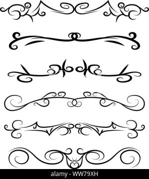 Éléments de conception de la calligraphie à la main. Tourbillons, des lignes et des frontières. Vector Illustration pour la décoration et l'art décorations Illustration de Vecteur