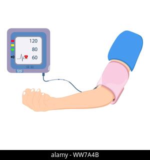 Appareil numérique pour mesurer la pression de l'équipement médical, de diagnostiquer l'hypertension, cœur, illustrations vectorielles concept healtycare Illustration de Vecteur