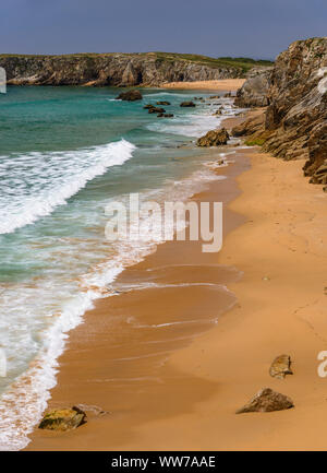 France, Bretagne, Morbihan, Quiberon, Côte Sauvage, Port Blanc, vue de la pointe de Marie Venell Banque D'Images