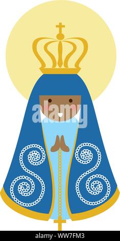 Notre Dame d'Aparecida est Nossa Senhora Aparecida Patronne du Brésil. Sainte Vierge Marie télévision vecteur. Illustration de Vecteur