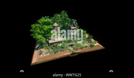 Fantasy île flottante avec arbre naturel sur le rocher, flottement surréaliste paysage avec paradise concept Banque D'Images