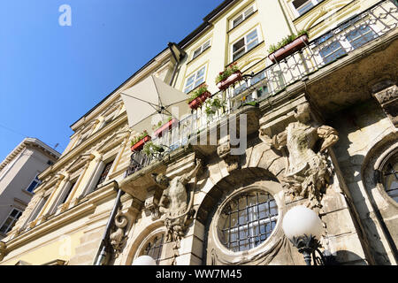 Lviv (Lemberg, Lwiw) : Maison de la famille et palais Bandinelli Wilczek au square Rynok (place du marché) de , Lviv, Ukraine Banque D'Images