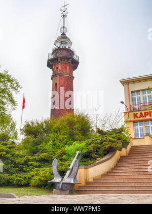 Leuchtturm à Gdansk, Pologne Nouveau Port Banque D'Images