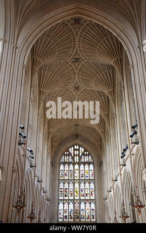 Intérieur de l'abbaye de Bath à Bath, Somerset, Royaume-Uni Banque D'Images