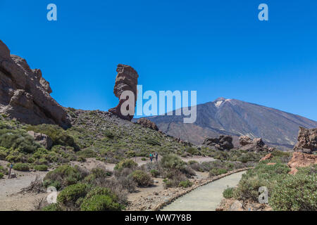 La roche Garcia, Teide, Pico del Teide, 3718 m, la plus haute montagne d'Espagne, Las Canadas paysage volcanique, le Parc National du Teide, UNESCO World Heritage - site naturel, Tenerife, Canaries, Espagne, Europe Banque D'Images