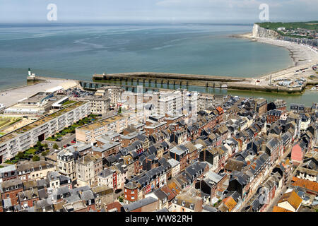 Vue depuis le belvédère sur le Treport Normandie, Seine-Maritime, Normandie, France Banque D'Images