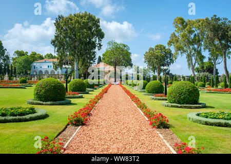 Israël, quartier Nord, Galilée, Acre (Akko). Sanctuaire de Baha'u'llah à jardins Baha'Akko, lieu le plus saint pour les gens de foi Baha'i. Banque D'Images