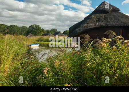 Bateaux sur chaume Hickling Large, Norfolk Banque D'Images