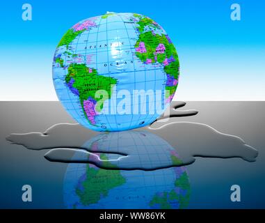 Globe de la terre et de la fonte des glaces polaires, conceptual image Banque D'Images