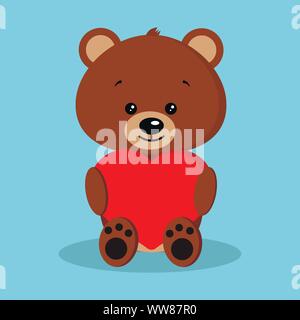 Mignon et romantique isolés Bébé doux ours brun Illustration de Vecteur