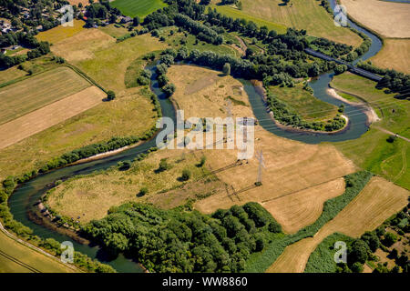 Lippe meadows entre Dolberg et Hamm-Uentrop, rivière Lippe, réserve naturelle, Haaren, Ahlen, Ruhr, Rhénanie du Nord-Westphalie, Allemagne Banque D'Images
