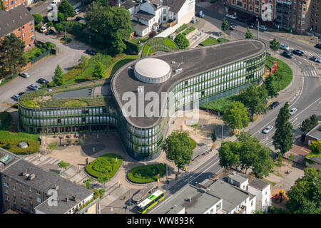 Vue aérienne, Stadtsparkasse Oberhausen Oberhausen bureau principal, siège social, X-Architecture, x-shape, Oberhausen, Ruhr, Rhénanie du Nord-Westphalie, Allemagne Banque D'Images