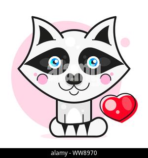 Cute Cartoon raton laveur. Drôle de personnage. Funny Poster Illustration de Vecteur